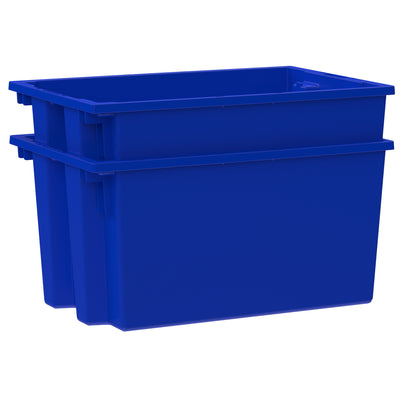 Akro-Mils 3 Pack Nest and Stack Plastic Storage Tote, 23.5" x 19.5" x 10", Blue