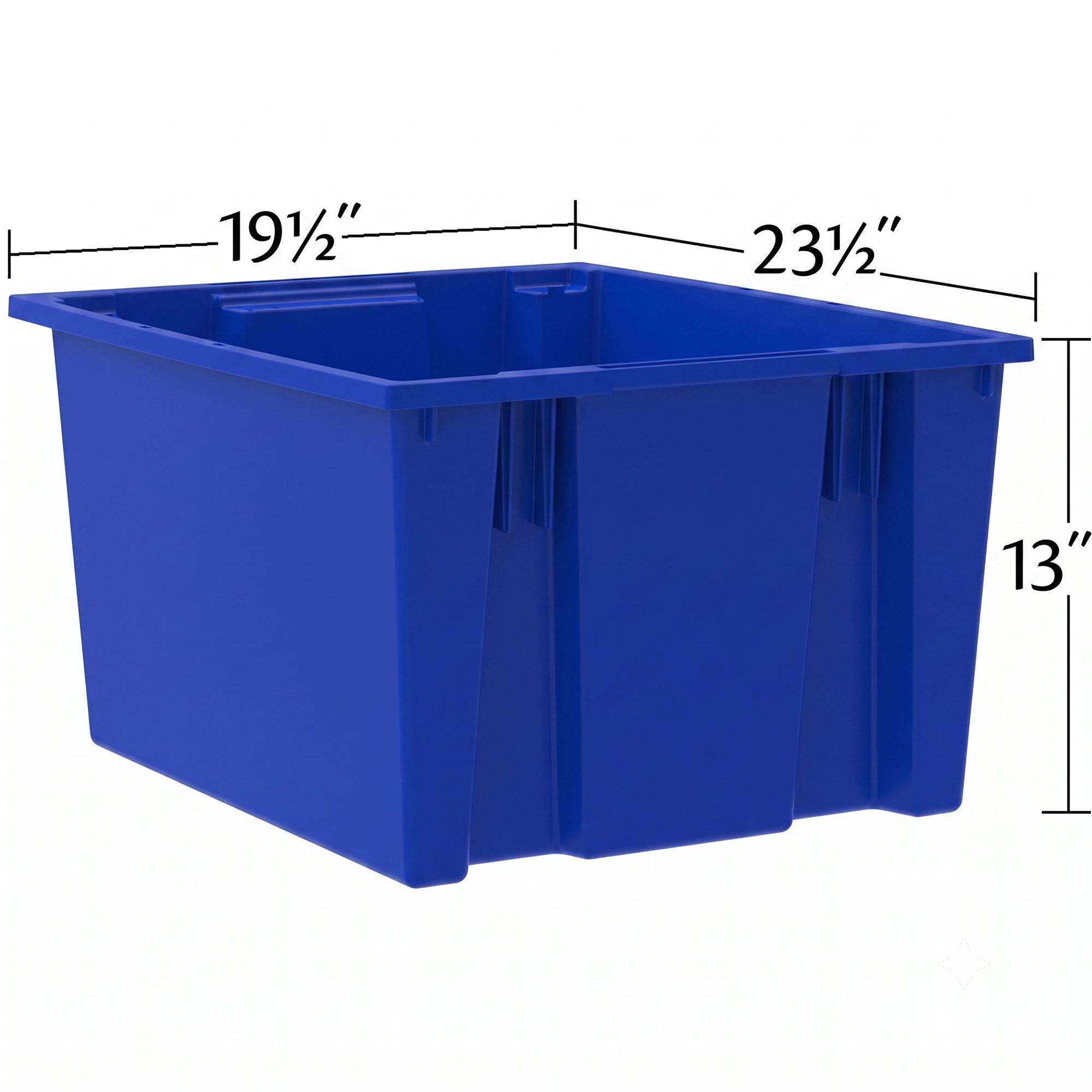 Akro-Mils 3 Pack Nest and Stack Plastic Storage Tote, 23.5" x 19.5" x 10", Blue