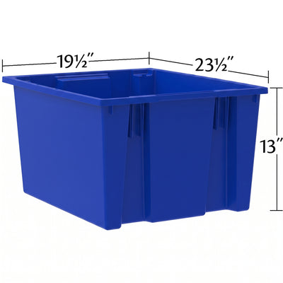 Akro-Mils 3 Pack Nest and Stack Plastic Storage Tote, 23.5" x 19.5" x 10", Blue