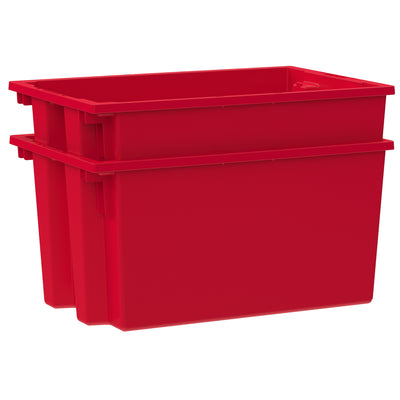 Akro-Mils 3 Pack Nest and Stack Plastic Storage Tote, 23.5" x 19.5" x 10", Red