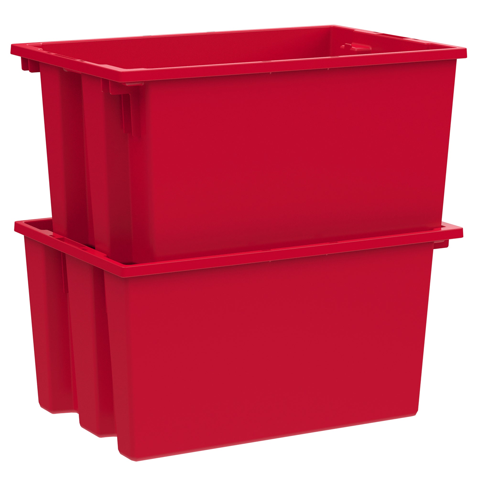 Akro-Mils 3 Pack Nest and Stack Plastic Storage Tote, 23.5" x 19.5" x 10", Red