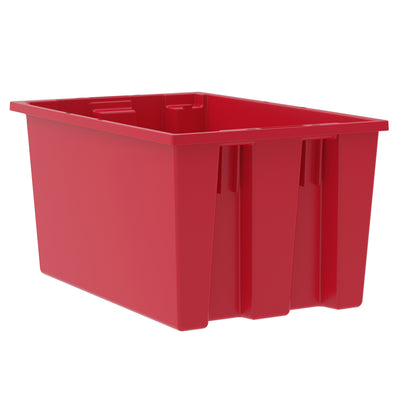 Akro-Mils 3 Pack Nest and Stack Plastic Storage Tote, 23.5" x 19.5" x 10", Red