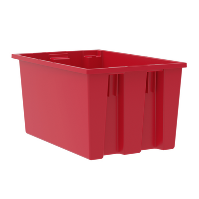 Akro-Mils 3 Pack Nest and Stack Plastic Storage Tote, 23.5" x 19.5" x 10", Red