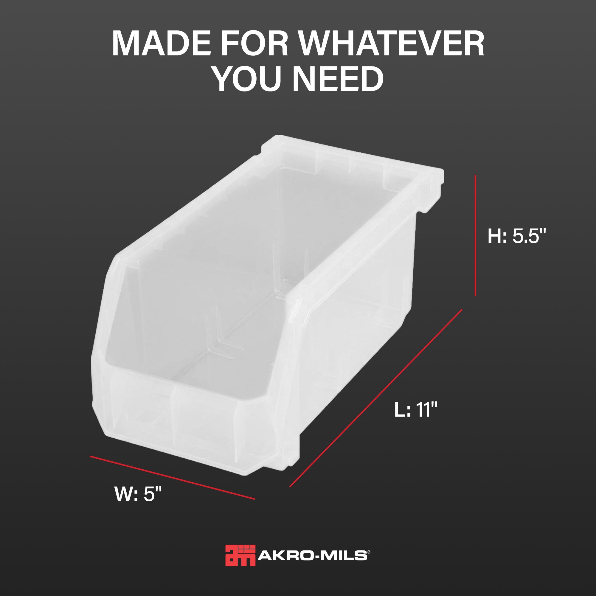 ReadySpace Medium Plastic Storage Bins, Stackable Organizer, Clear (Open Box) - VMInnovations