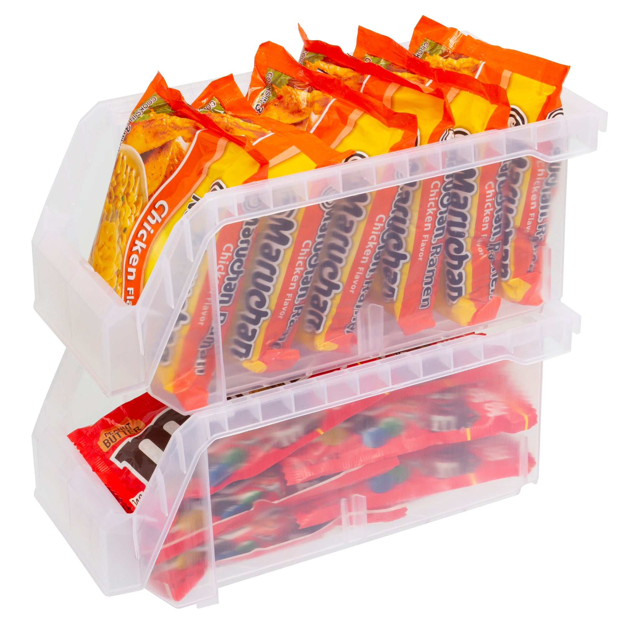 ReadySpace Medium Plastic Storage Bins, Stackable Organizer, Clear (Open Box) - VMInnovations