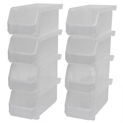 ReadySpace Medium Plastic Storage Bins, Stackable Organizer, Clear, 8 Pack - VMInnovations