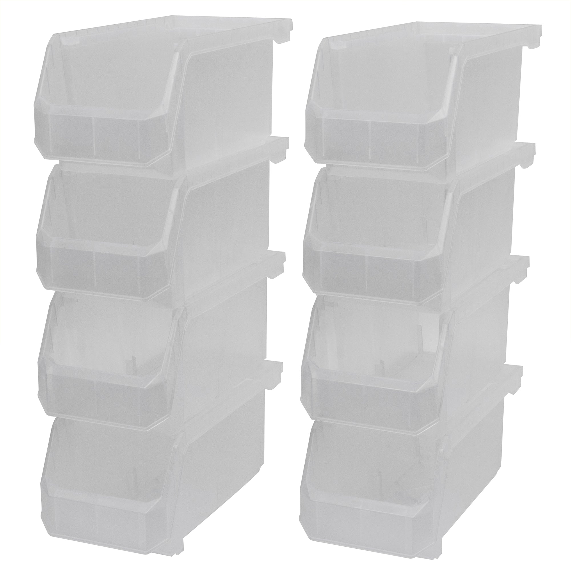 ReadySpace Medium Plastic Storage Bins, Stackable Organizer, Clear (Open Box) - VMInnovations