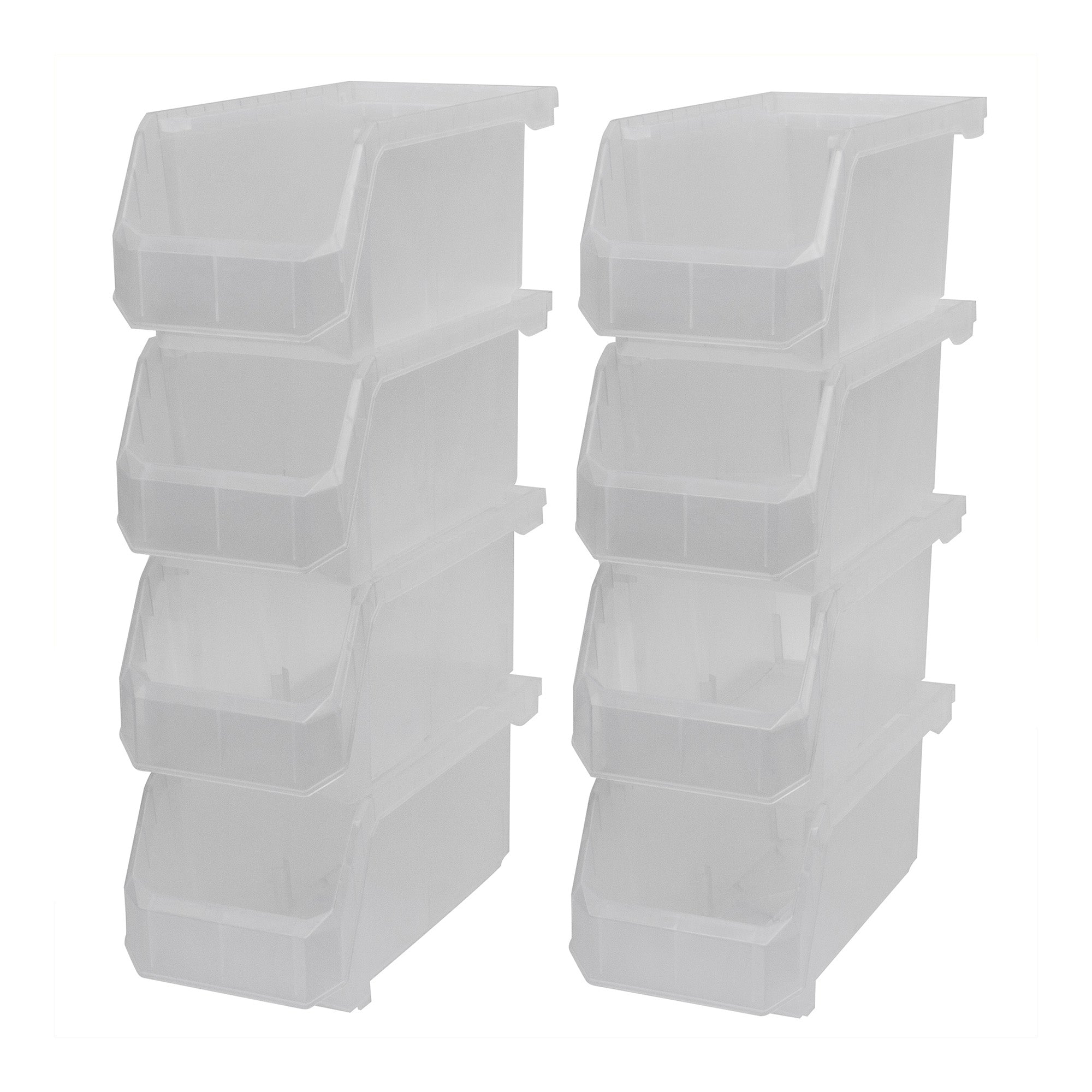 ReadySpace Medium Plastic Storage Bins, Stackable Organizer, Clear (Open Box) - VMInnovations