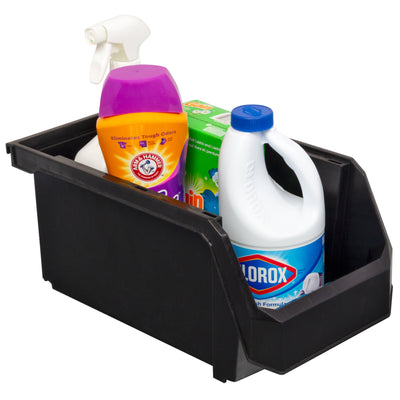ReadySpace Large Plastic Storage Bins, Stackable Organizer, 6 Pack (Open Box)