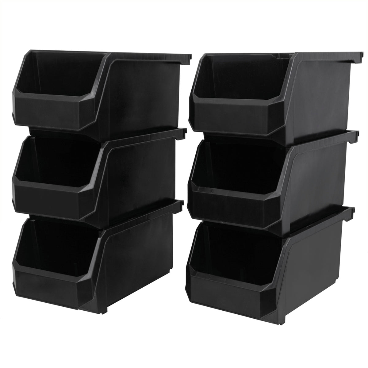 ReadySpace Large Plastic Storage Bins, Stackable Organizer, 6 Pack (Open Box)