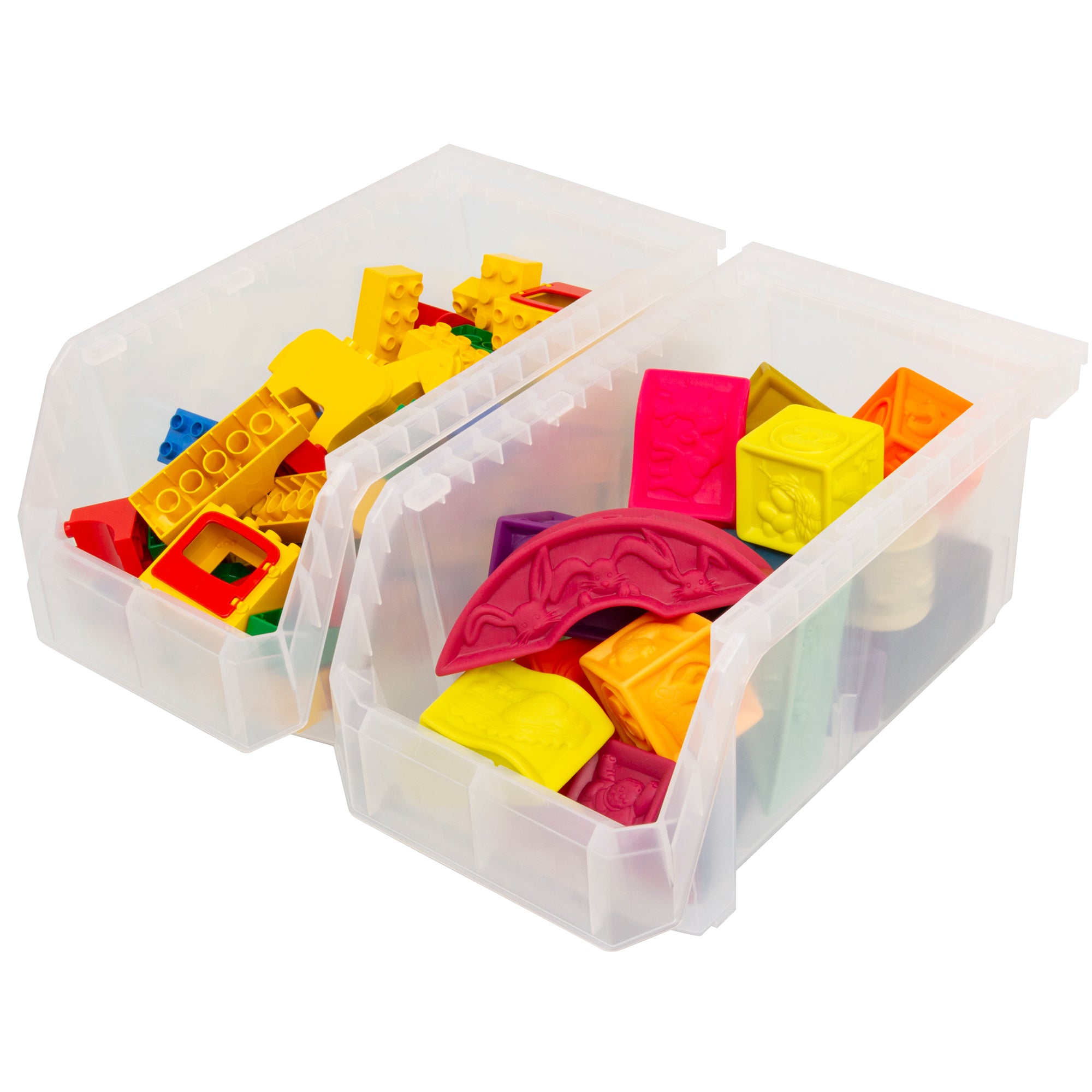 ReadySpace Large Plastic Storage Bins, Stackable Organizer, 6 Pk (Open Box) - VMInnovations