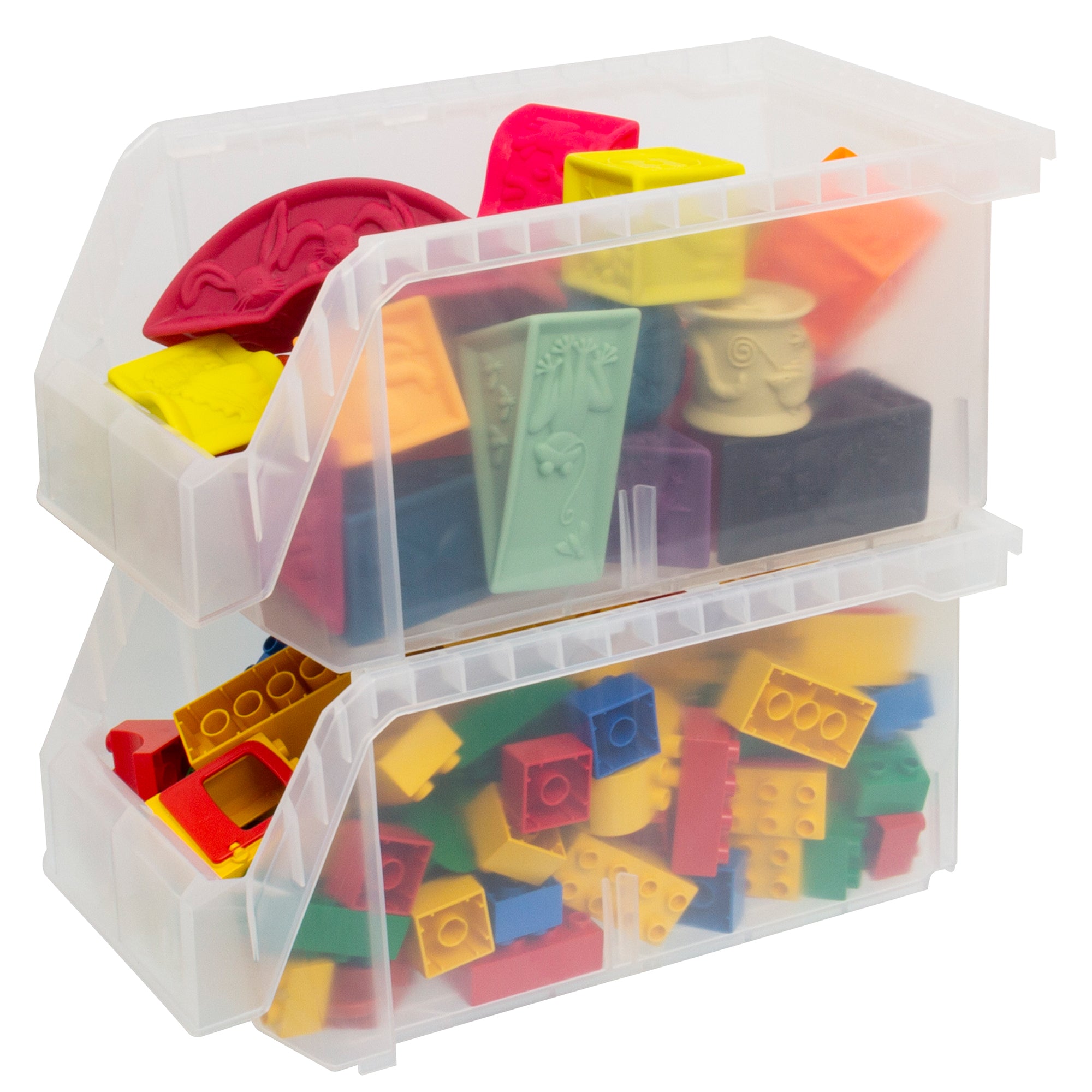 ReadySpace Large Plastic Storage Bins, Stackable Organizer, 6 Pk (Open Box) - VMInnovations