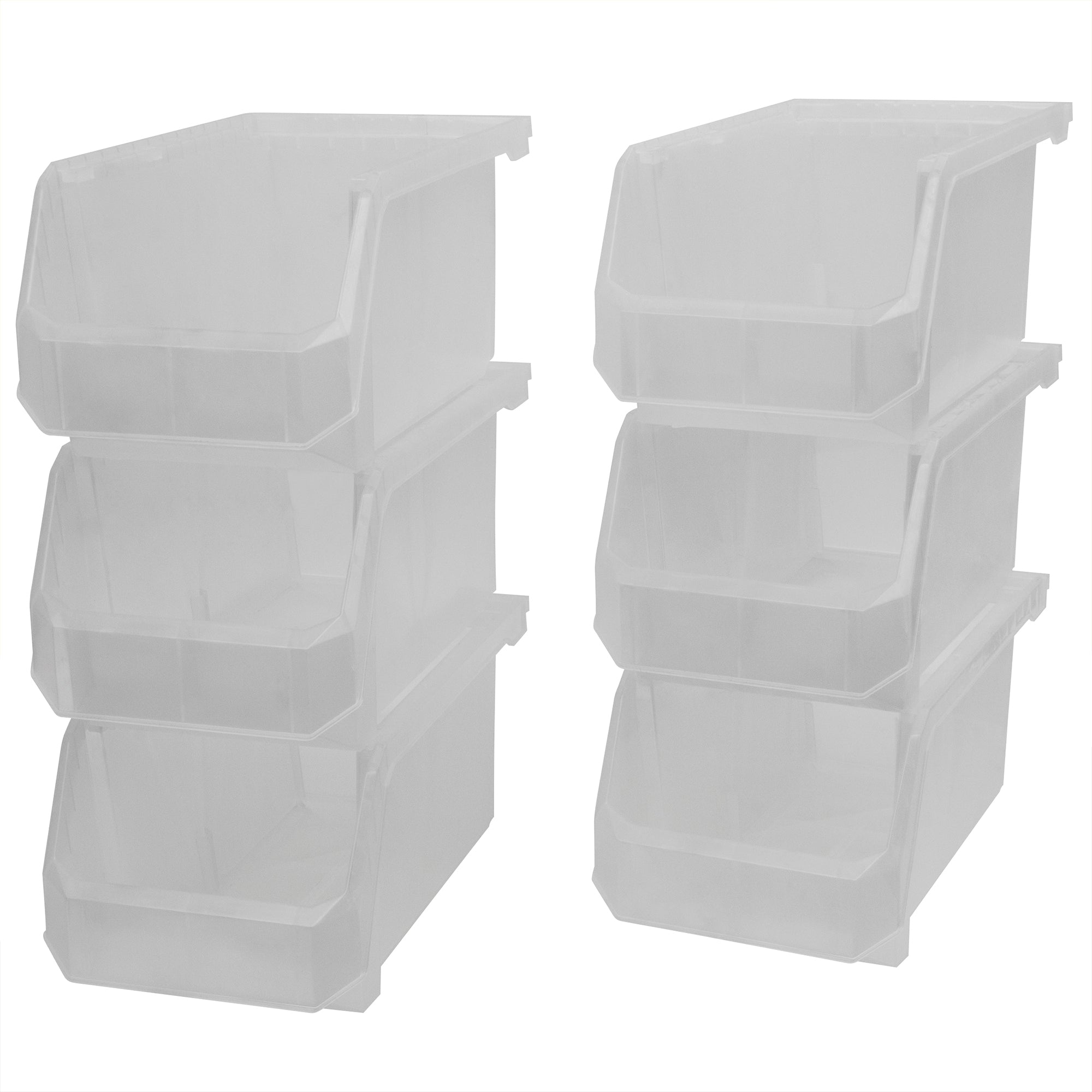 ReadySpace Large Plastic Storage Bins, Stackable Organizer, Clear, 6 Pack - VMInnovations