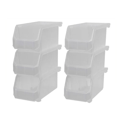 ReadySpace Large Plastic Storage Bins, Stackable Organizer, 6 Pk (Open Box) - VMInnovations