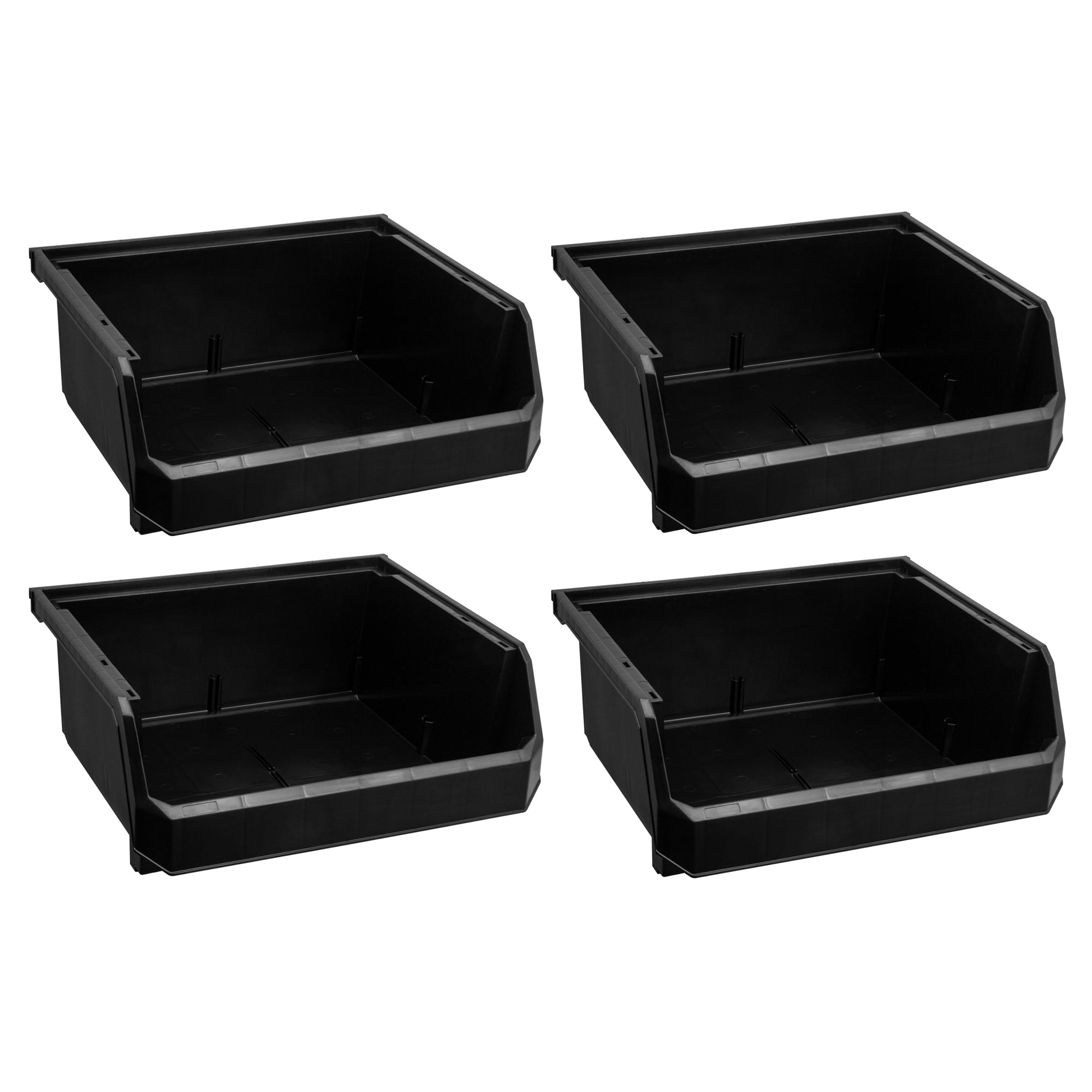 ReadySpace Extra Large Plastic Storage Bins, Stackable Organizer, Black, (Used)