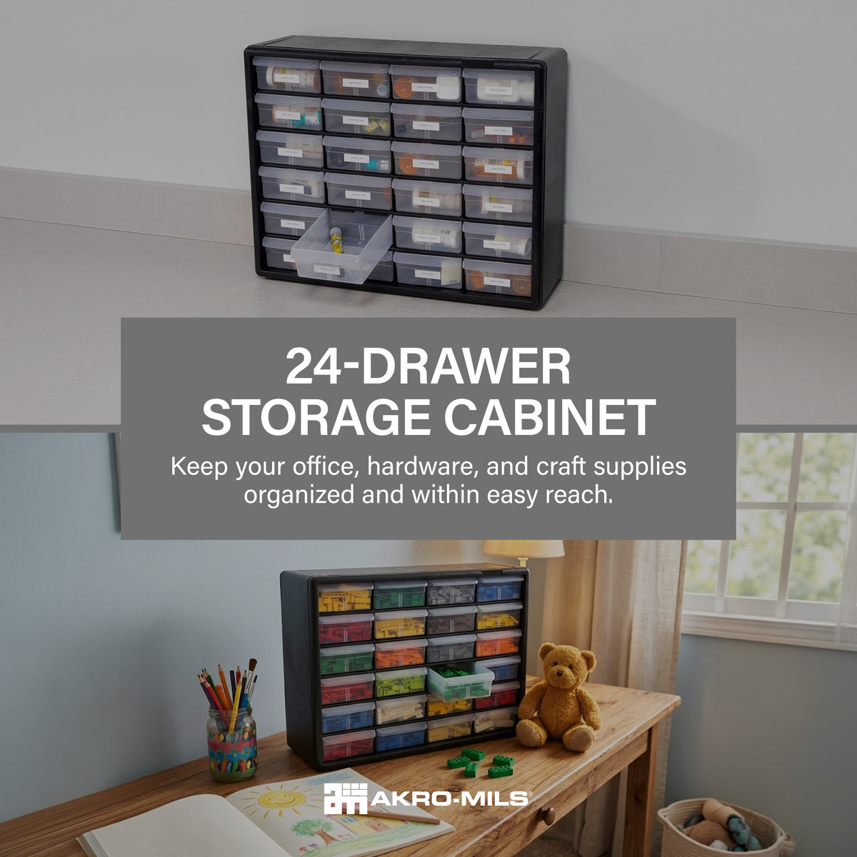 Akro-Mils 24 Drawer Plastic Storage Organizer Cabinet for Garage Use (Open Box)