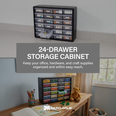 Akro-Mils 24 Drawer Plastic Storage Organizer Cabinet for Garage Use (Open Box)