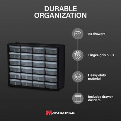 Akro-Mils 24 Drawer Plastic Storage Organizer Cabinet for Garage Use (Open Box)