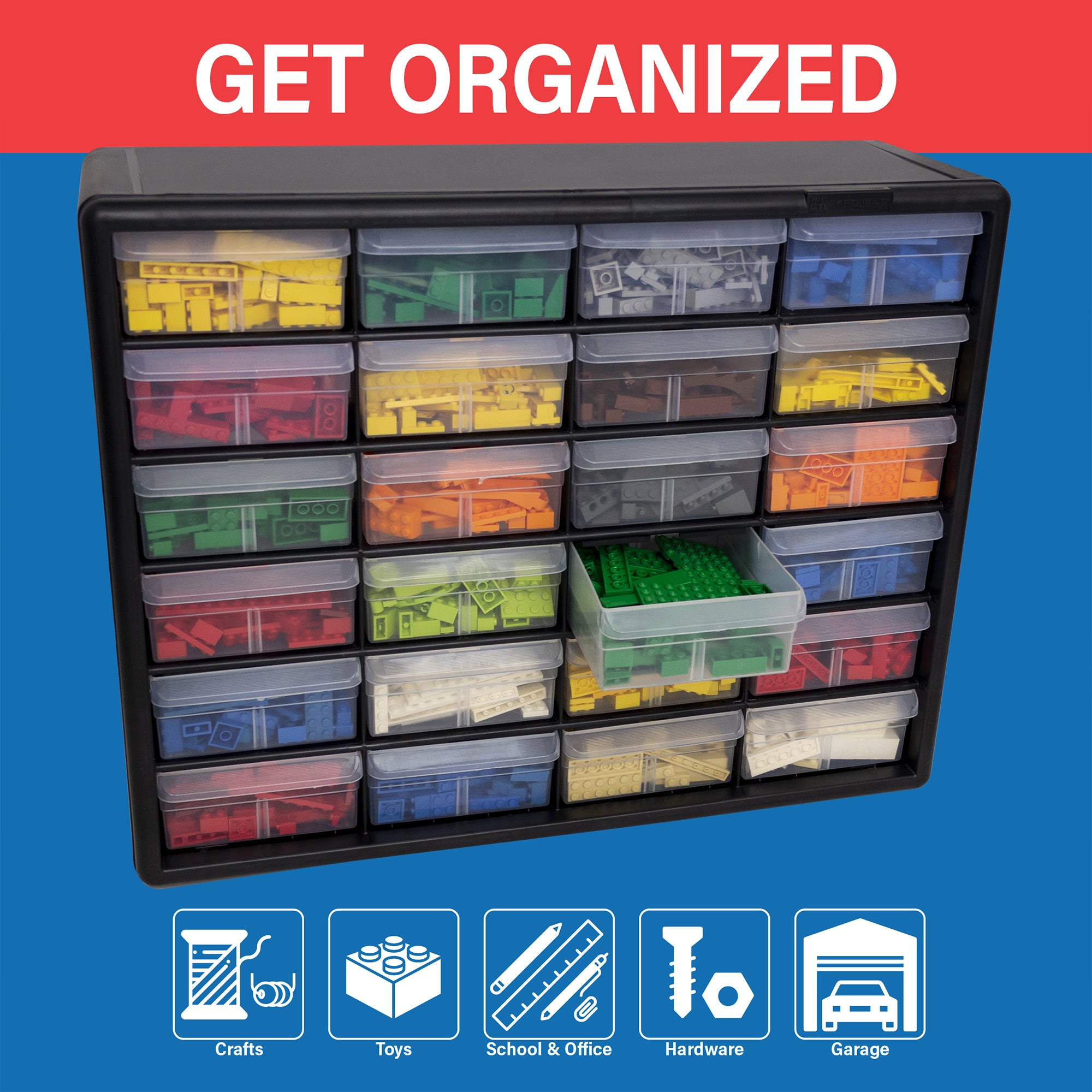 Akro-Mils 24 Drawer Plastic Storage Organizer Cabinet for Garage Use (Open Box)