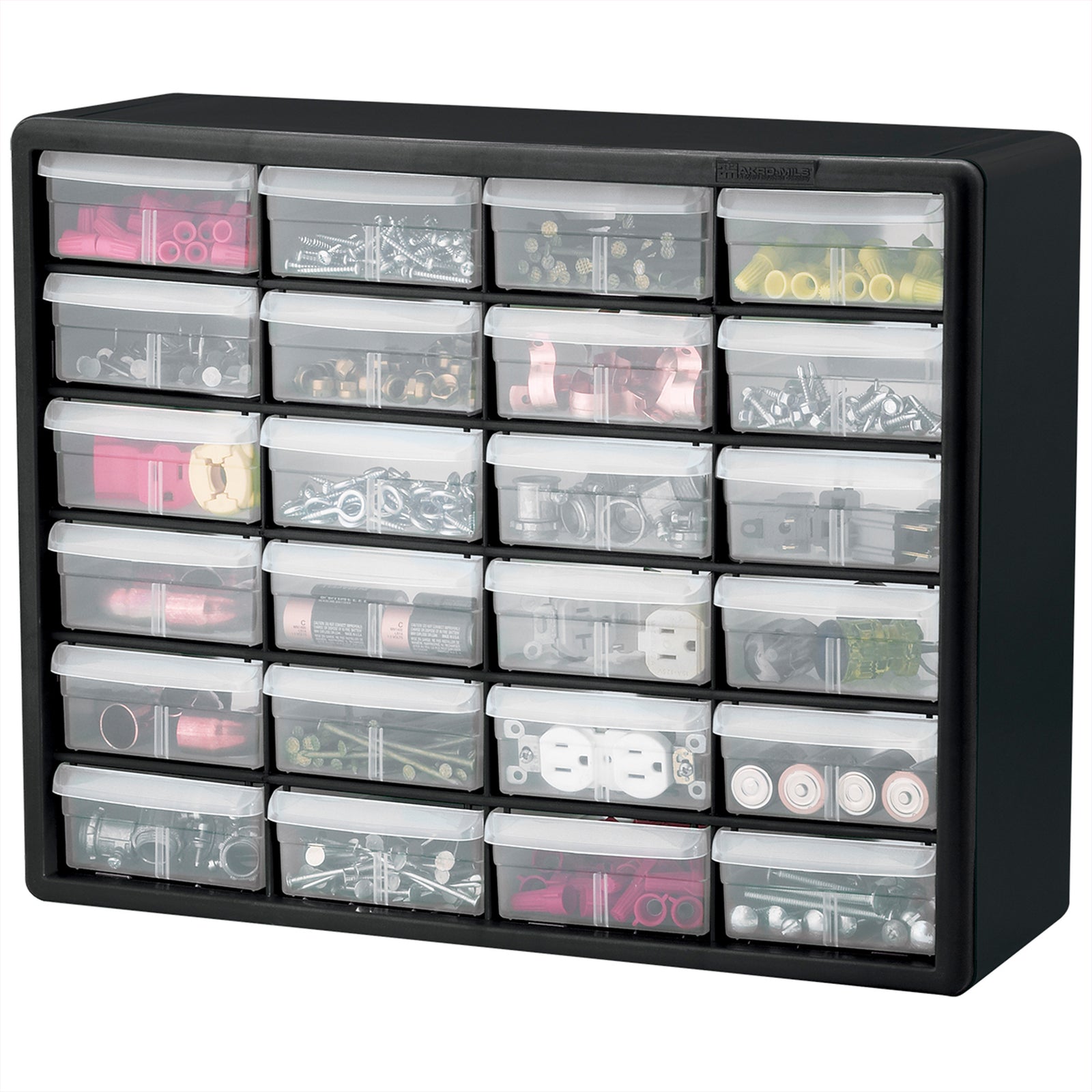 Akro-Mils 24 Drawer Plastic Storage Organizer Cabinet for Garage Use, Black - VMInnovations