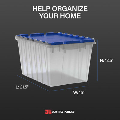 Akro-Mils KeepBox 12 Gal Plastic Storage Bin, Stackable Tote w/ Lid, (Open Box)