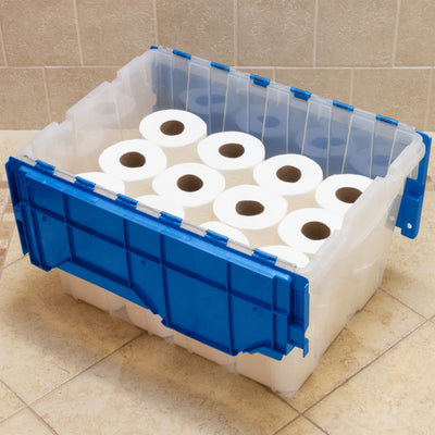 Akro-Mils KeepBox 12 Gal Plastic Storage Bin, Stackable Tote w/ Lid, (Open Box)