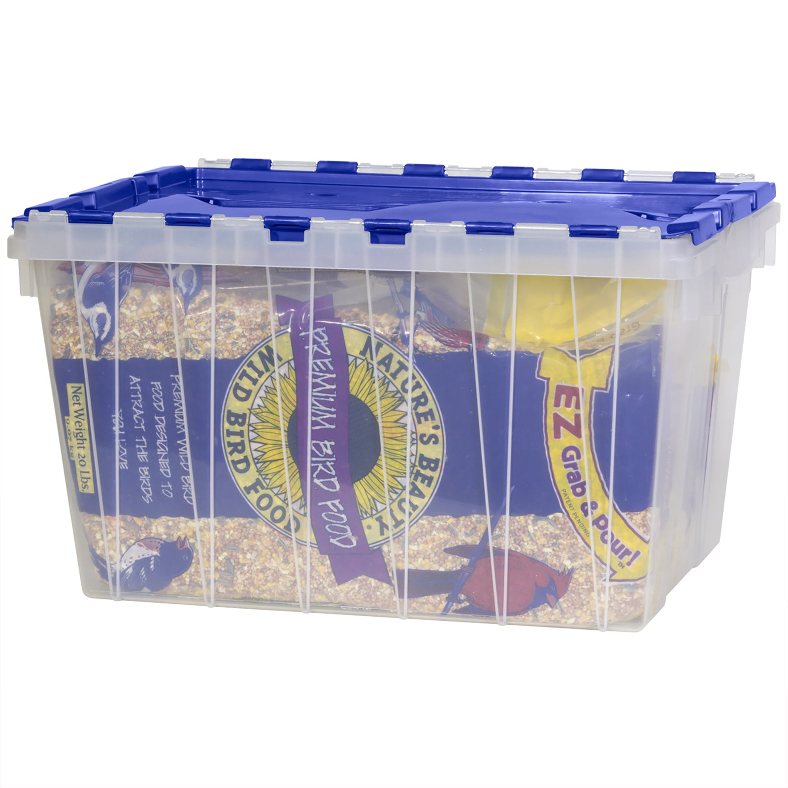 Akro-Mils KeepBox 12 Gal Plastic Storage Bin, Stackable Tote w/ Lid, Clear/Blue - VMInnovations