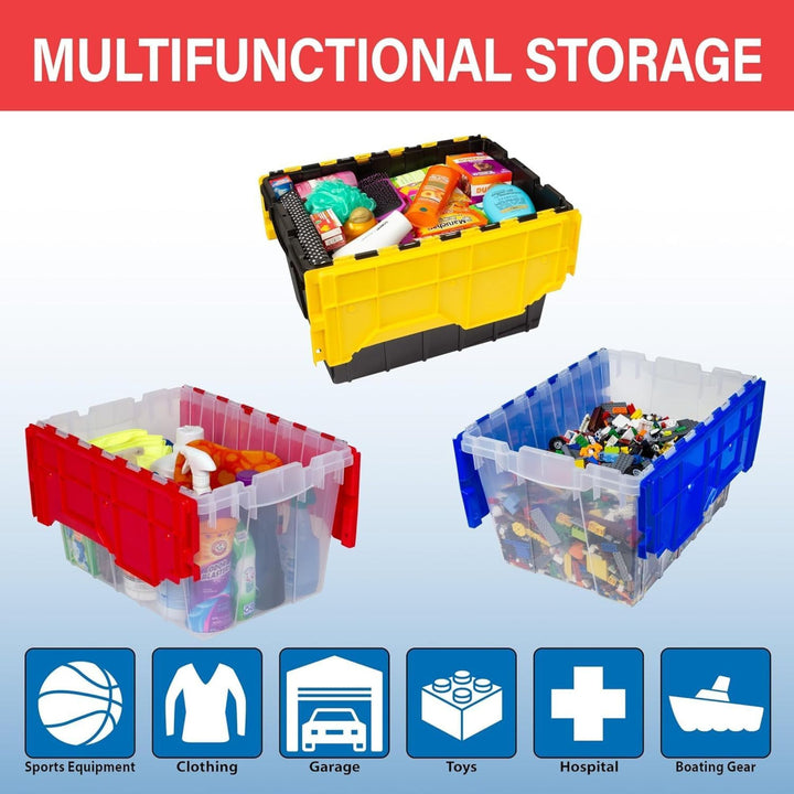 Akro-Mils KeepBox 18 Gal Plastic Storage Bin, Stackable Tote w/ Lid, Clear/Green - VMInnovations