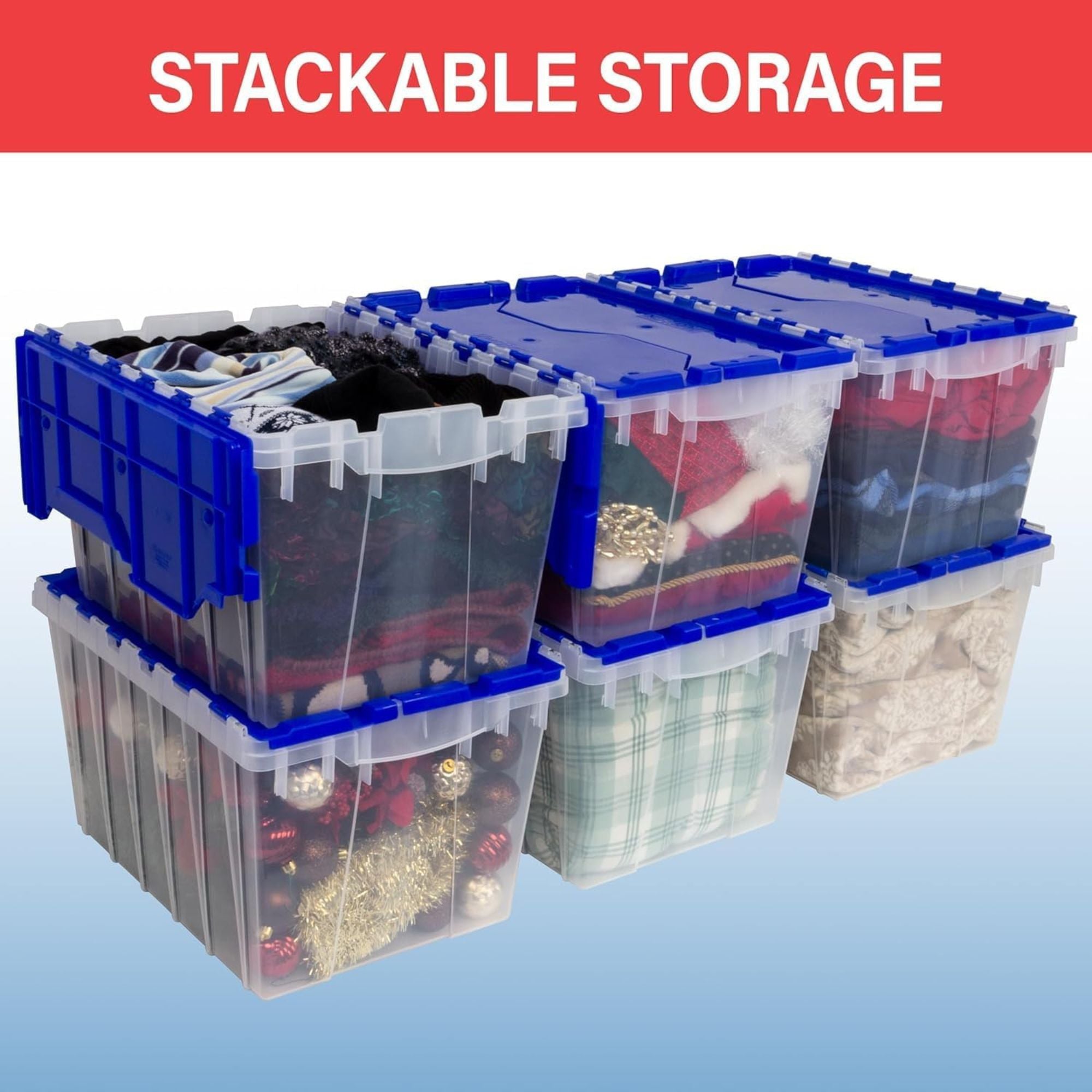 Akro-Mils KeepBox 18 Gal Plastic Storage Bin, Stackable Tote w/ Lid, Clear(Used)