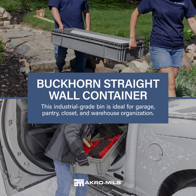 Buckhorn 48" Plastic Storage Bin, Stackable Garage Organizer Tote, Light Gray (Open Box)