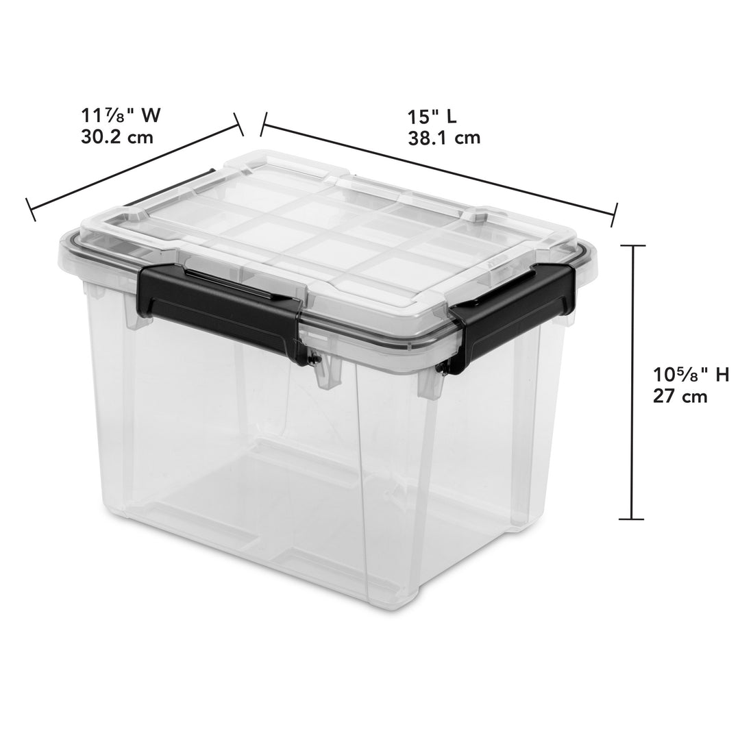 Sterilite 19Qt Gasket Box, Stackable Storage Container with Lids, Black, 24 Pack - VMInnovations