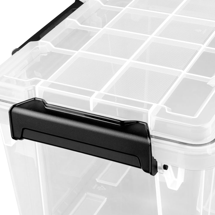 Sterilite 34Qt Gasket Box, Stackable Storage Container with Lids, Black, 12 Pack