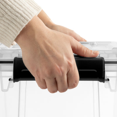 Sterilite 80Qt Gasket Box, Stackable Storage Container with Lids, Black, 12 Pack