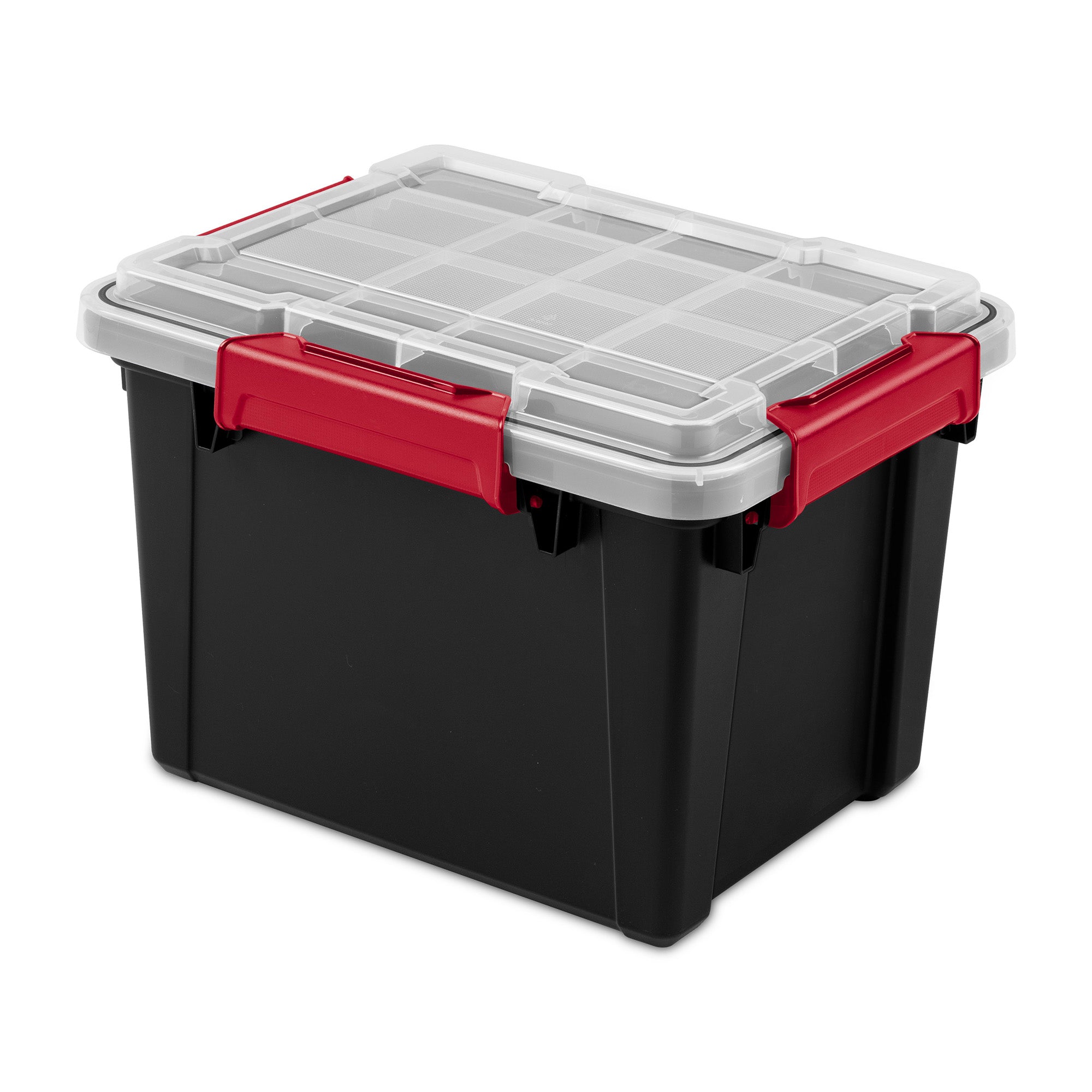 Sterilite 5 Gal Gasket Box, Stackable Storage Container with Lid, Black, 24 Pack