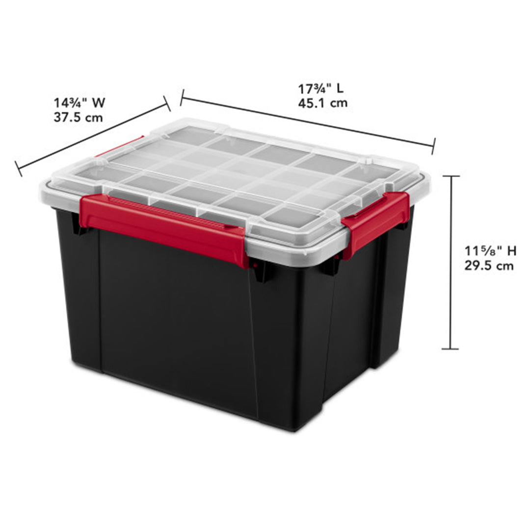 Sterilite 8.5 Gal Gasket Box, Stackable Storage Container w/ Lid, Black, 12 Pack