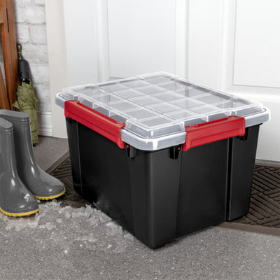 Sterilite 8.5 Gal Gasket Box, Stackable Storage Container w/ Lid, Black, 12 Pack
