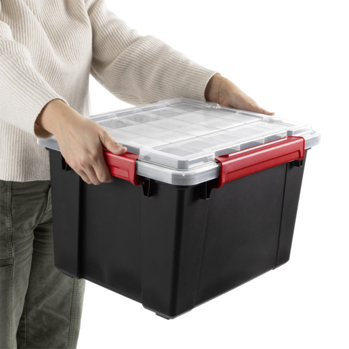 Sterilite 8.5 Gal Gasket Box, Stackable Storage Container w/ Lid, Black, 8 Pack