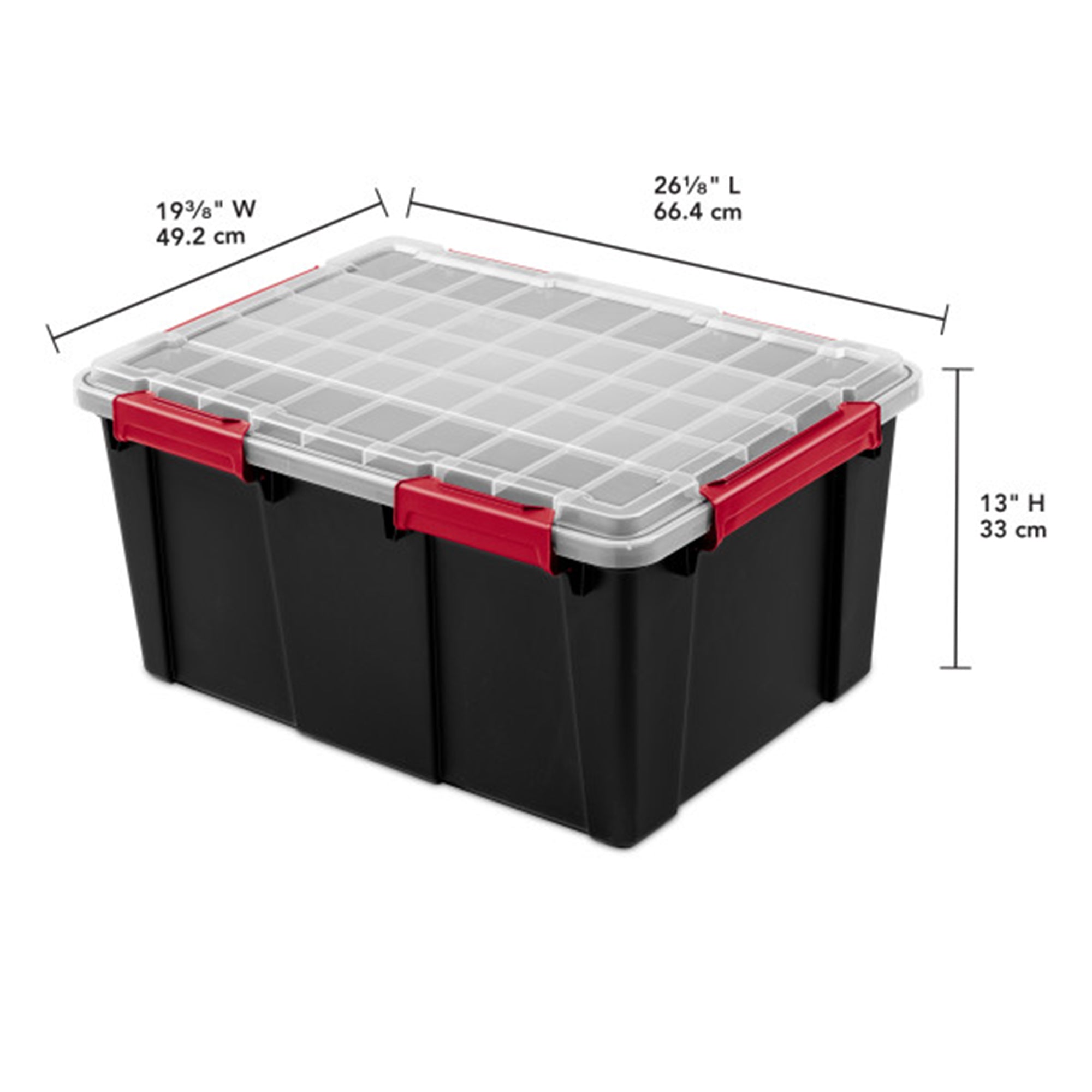 Sterilite 20 Gal Gasket Box, Stackable Storage Container w/ Lid, Black, 16 Pack