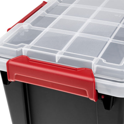 Sterilite 20 Gal Gasket Box, Stackable Storage Container with Lid, Black, 8 Pack
