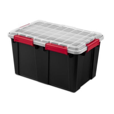 Sterilite 13.5 Gal Gasket Box, Stackable Storage Container w/ Lid, Black, 8 Pack