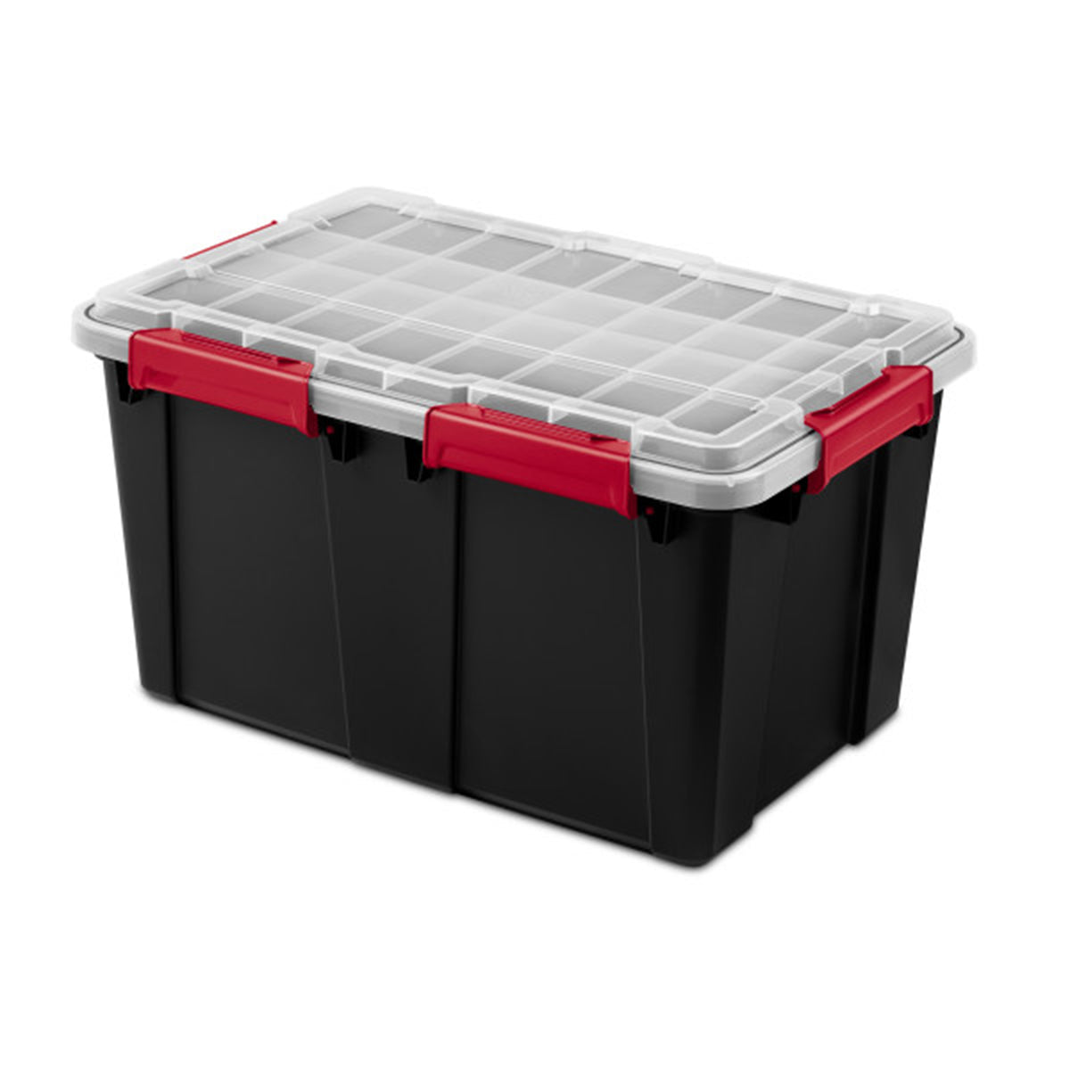 Sterilite 13.5 Gal Gasket Box Stackable Storage Container w/ Lid, Black, 12 Pack
