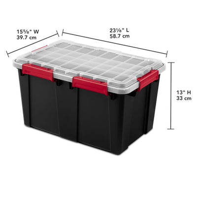 Sterilite 13.5 Gal Gasket Box Stackable Storage Container w/ Lid, Black, 12 Pack