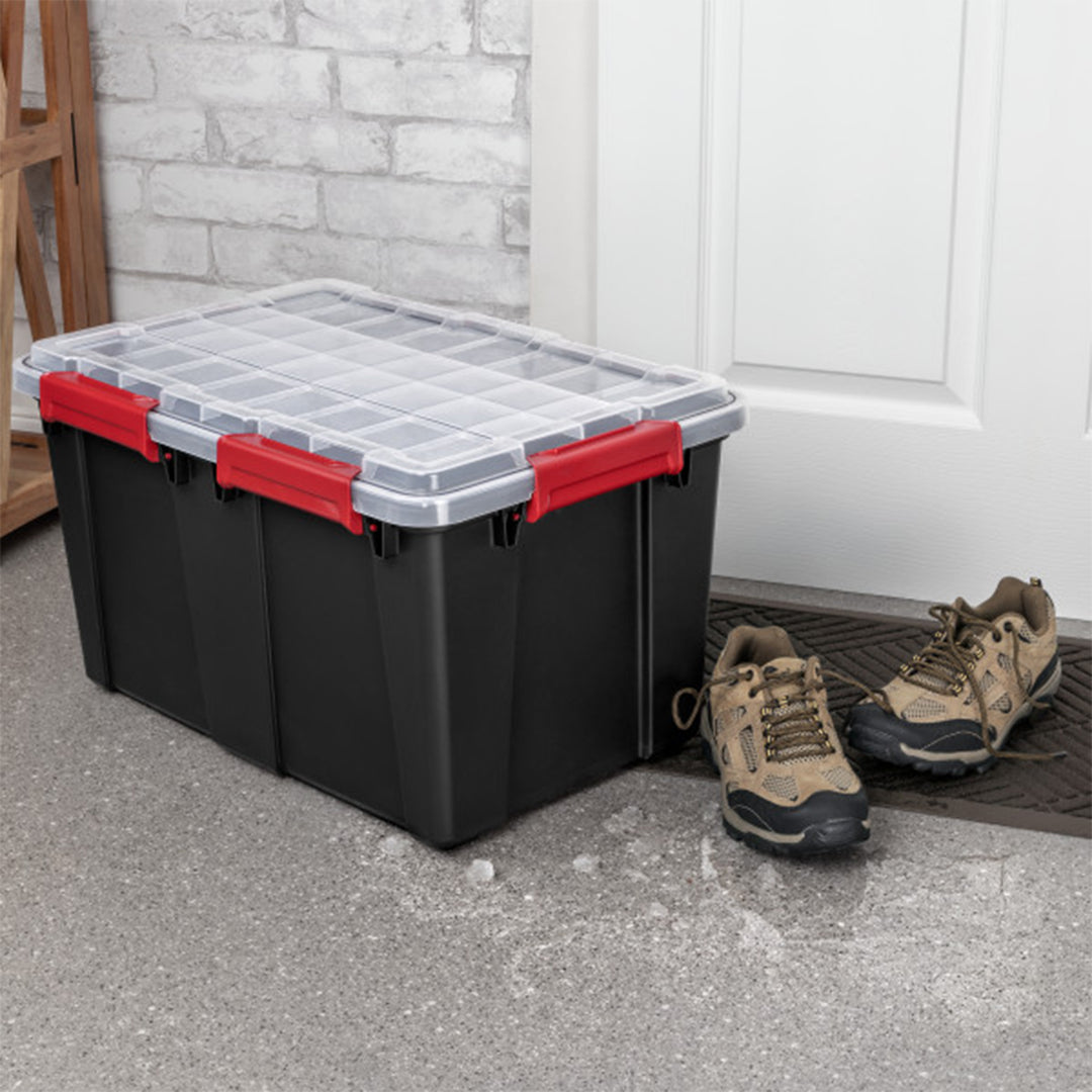 Sterilite 13.5 Gal Gasket Box Stackable Storage Container w/ Lid, Black, 12 Pack