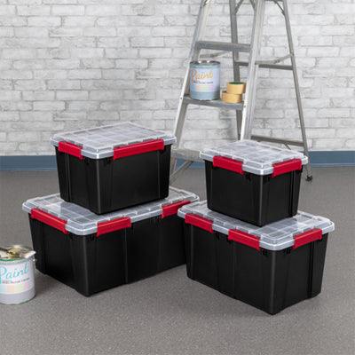 Sterilite 13.5 Gal Gasket Box Stackable Storage Container w/ Lid, Black, 16 Pack