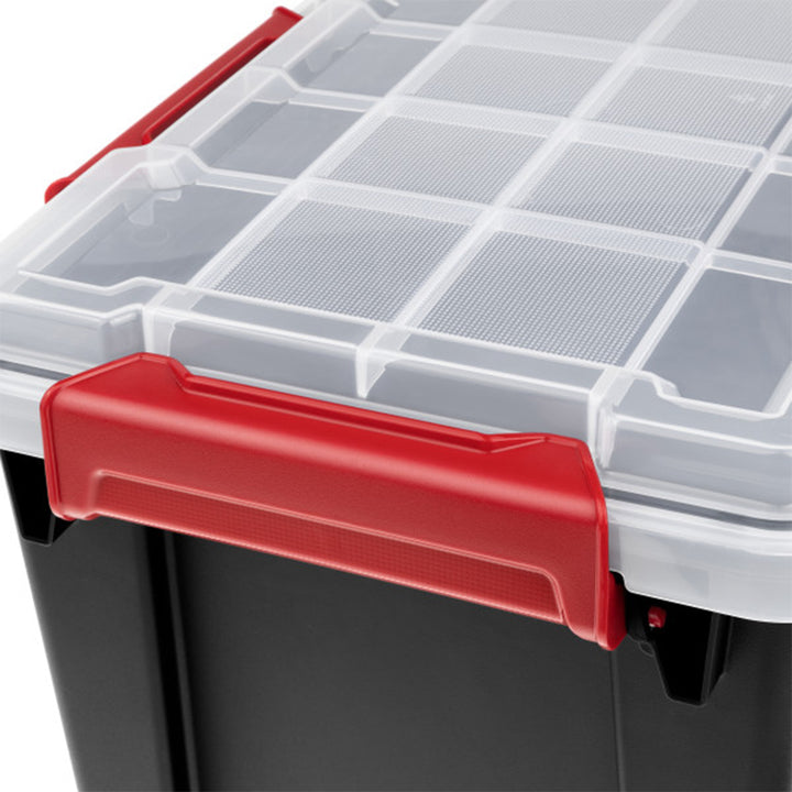 Sterilite 13.5 Gal Gasket Box, Stackable Storage Container w/ Lid, Black, 8 Pack - VMInnovations