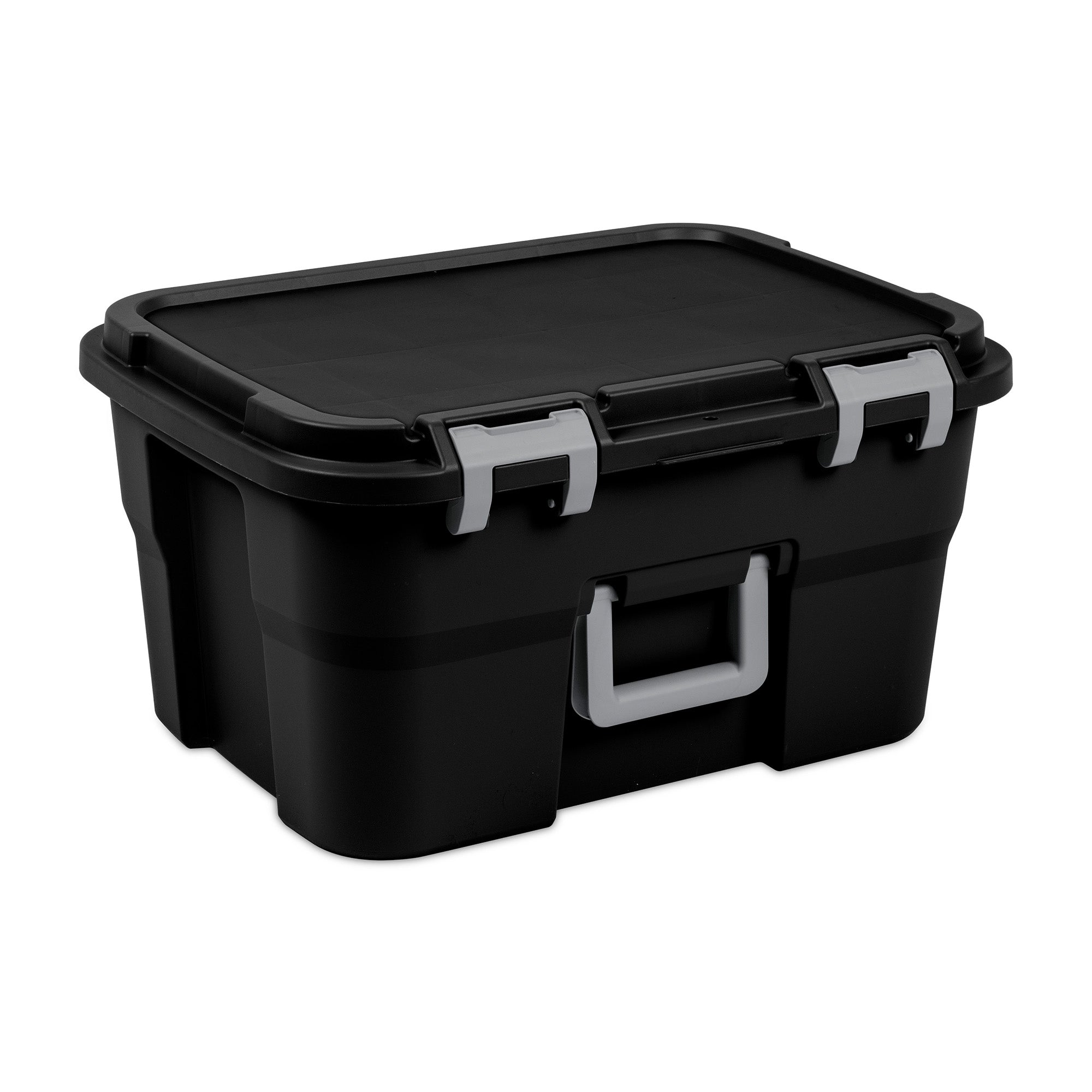 Sterilite Footlocker, 14 Gal Plastic Storage Container with Lid, Black, 8 Pack