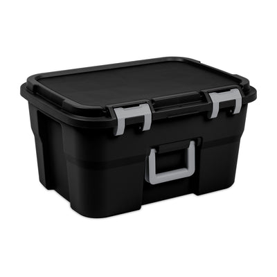 Sterilite Footlocker, 14 Gal Plastic Storage Container with Lid, Black, 8 Pack