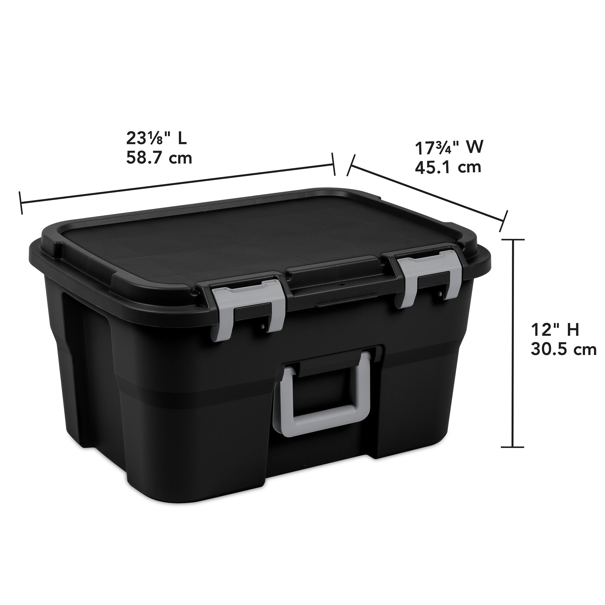 Sterilite Footlocker, 14 Gal Plastic Storage Container with Lid, Black, 8 Pack