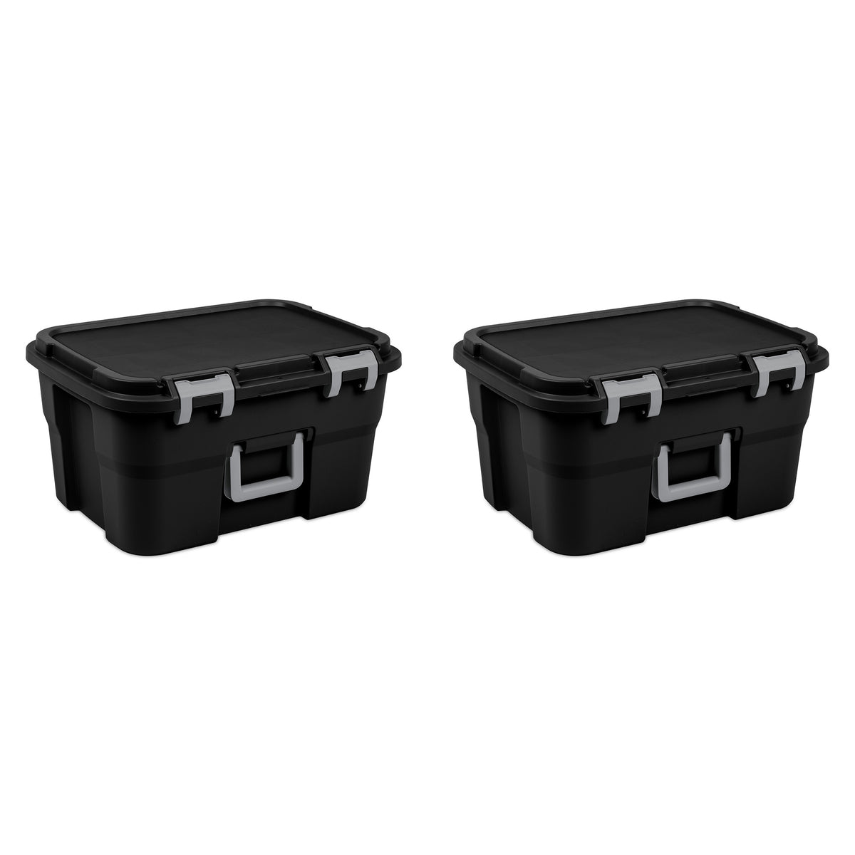 Sterilite Footlocker, 14 Gal Plastic Storage Container with Lid, Black, 6 Pack