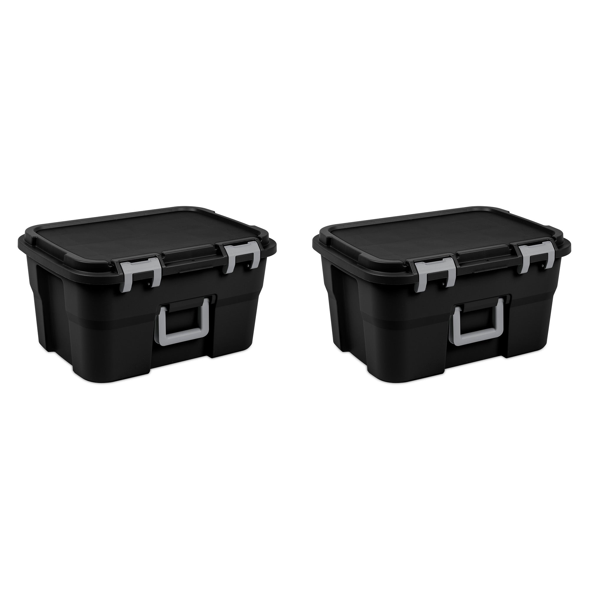 Sterilite Footlocker, 14 Gal Plastic Storage Container with Lid, Black, 8 Pack